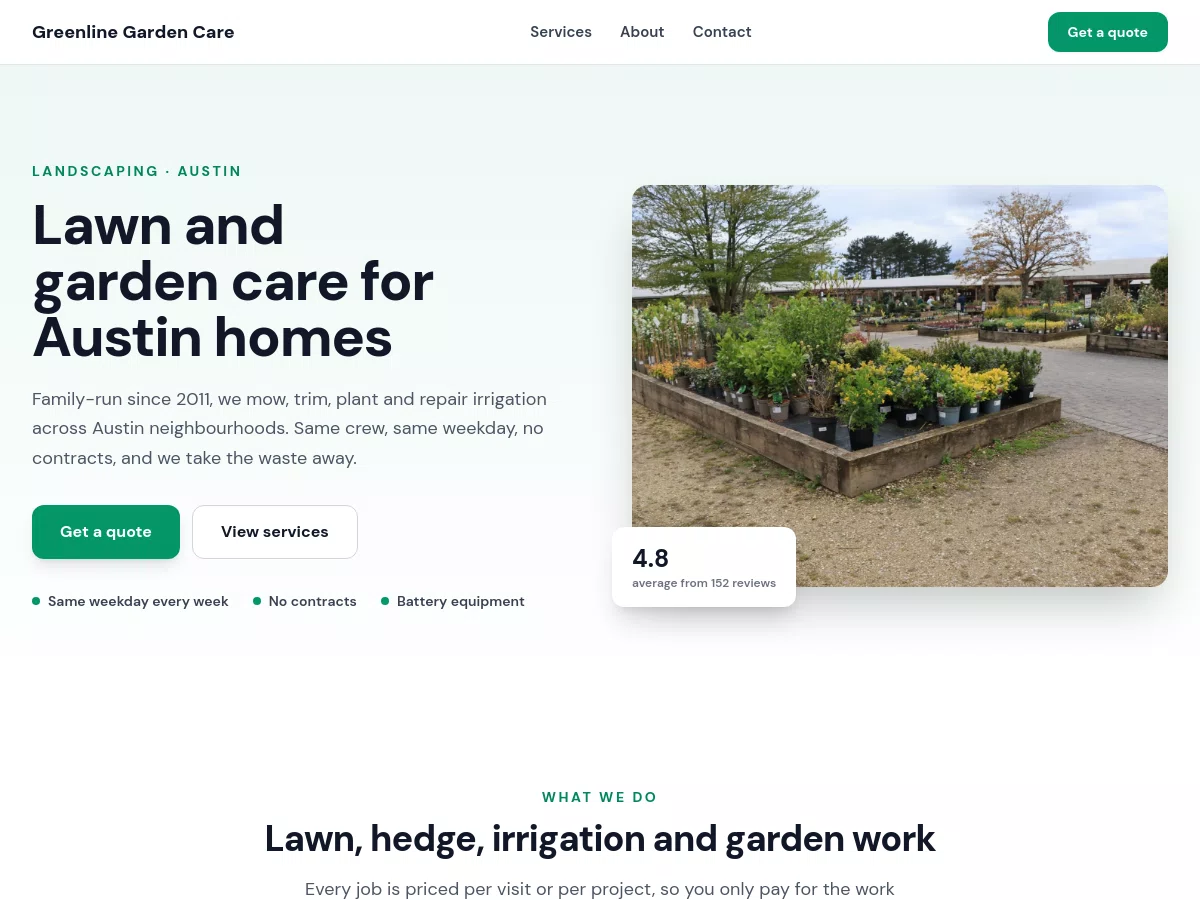 A finished business website built with Reedleys